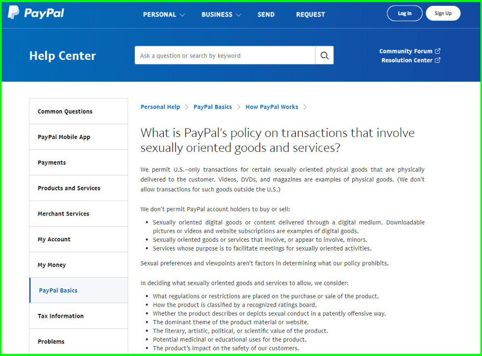 paypal against adult transactions