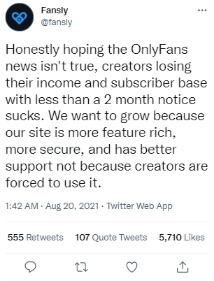 Fansly Tweets about OF banning adult creators content